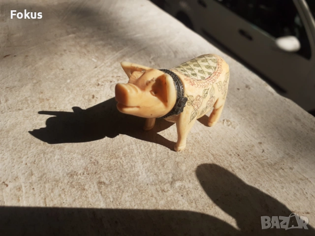 Стара кутийка за енфие прасенце слонова кост, снимка 3 - Антикварни и старинни предмети - 53275235