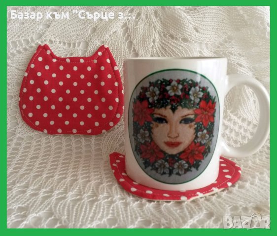 Свещи, текстилни коледни подложки за чаши Котка, лъжички лапи, чаши, снимка 5 - Други - 43151299
