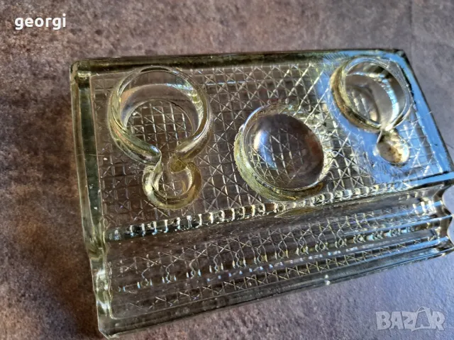 Стара стъклена мастилница 25/5, снимка 2 - Антикварни и старинни предмети - 50330964