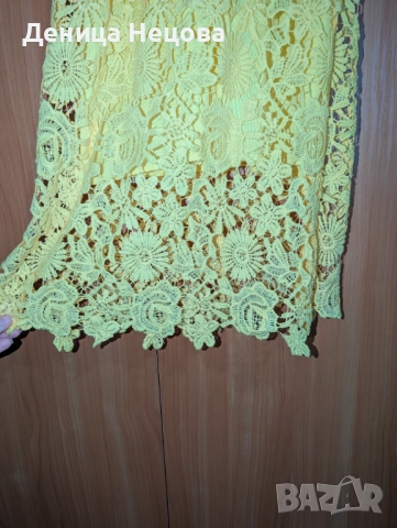 Жълта рокля с дантела, официална рокля, снимка 5 - Рокли - 52704533