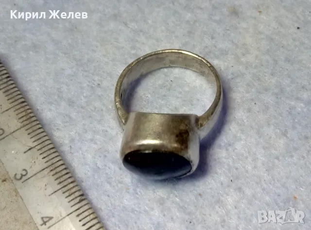 СТИЛЕН РЕТРО АРТ СРЕБЪРЕН ПРЪСТЕН СРЕБРО 925 с ШЛИФОВАН ЧЕРЕН ОНИКС РЪЧНА ИЗРАБОТКА 10089, снимка 9 - Пръстени - 49916921