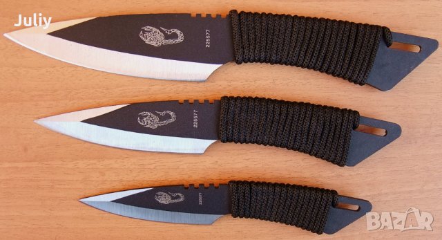 Ножове за хвърляне/кунай/-тип кама-3 броя и 3 цвята, снимка 11 - Ножове - 8909176
