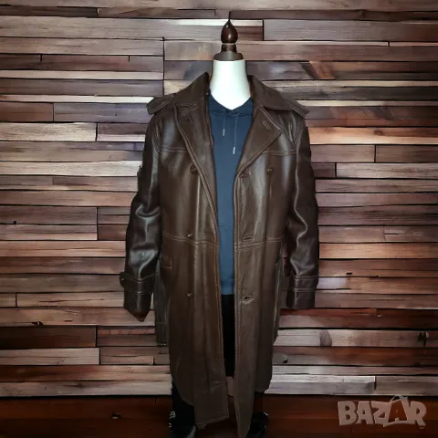 Мъжко кожено палто/шуба с подплата XL, снимка 2 - Палта - 48370822