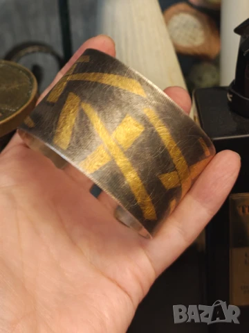 Авторска гривна уникат сребро и злато на Stella Deligianni, снимка 4 - Гривни - 50487791