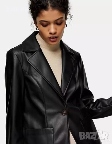 Topshop дамско кожено яке - блейзър в черен цвят р-р S (EU 36), снимка 5 - Якета - 43493473