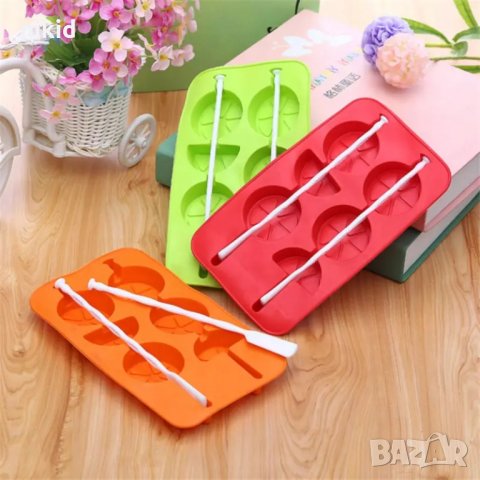 Резени резен плод лимон портокал на шиш ледена близалка силиконов молд форма шоколад гипс лед и др, снимка 2 - Форми - 24593006