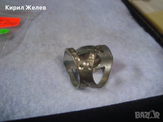 КРАСИВ РЕТРО ВИНТИДЖ АРТ ПОСРЕБРЕН СКЪПОЦЕНЕН ПРЪСТЕН с ШЛИФОВАН ЕСТЕСТВЕН КАРНЕОЛ 26613, снимка 12 - Пръстени - 36419630