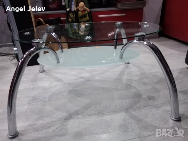 стъклена холова маса с две стъкла, снимка 3 - Маси - 43181889
