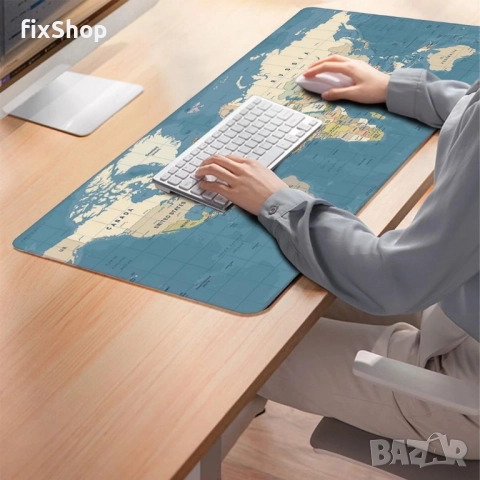 Геймърски пад за мишка и клавиатура – “World Map” – 90×40 см – RC-K-1074 – Син, снимка 3 - Клавиатури и мишки - 51841890