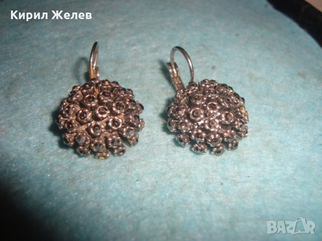 ПОСРЕБРЕНИ ФЛОРАЛНИ СКЪПОЦЕННИ АР НУВО ОБЕЦИ с МНОГО ФАСЕТИРАНИ МАРКАЗИТИ 26783, снимка 11 - Обеци - 34999413