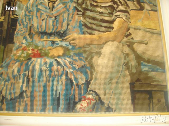 DMC Голям Гоблен-560х420мм-Ръчно Нашиван-Френски-Рамкиран-Отличен, снимка 11 - Гоблени - 37110301