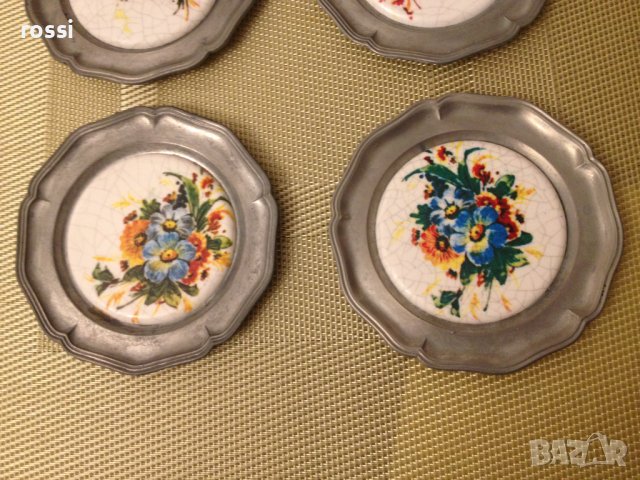 Нови. Старинни немски чинии за стена от калай и рисуван порцелан, чиния/1, снимка 3 - Декорация за дома - 43147788