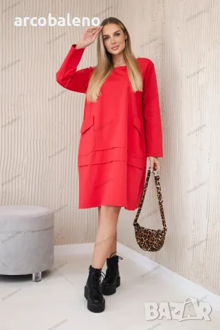 Дамска рокля с джобове, 7цвята , снимка 6 - Рокли - 47560639