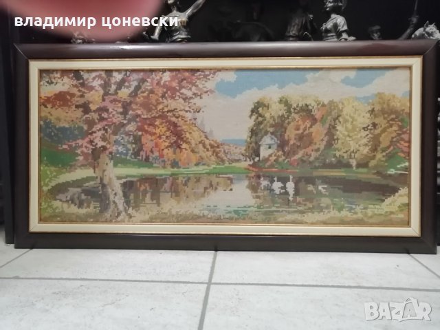 Ръчно ушит гоблен Есен, Стара картина, снимка 1 - Гоблени - 32499995