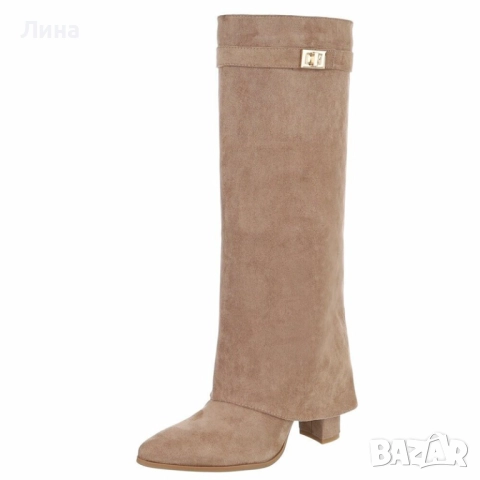 Ботуши на ток, велур, СВ.КАФЯВ/БОРДО/ ЧЕРЕН, снимка 1