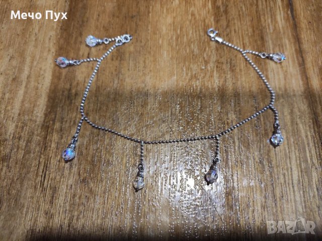 Сребърно колие и обеци Сваровски Архи Аурора Бореалис и гривна за крак, снимка 3 - Бижутерийни комплекти - 39061378