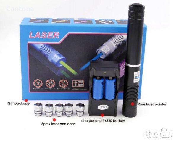 Акумулаторен супер мощен горящ син лазер, 405 nm, снимка 3 - Друга електроника - 39064533