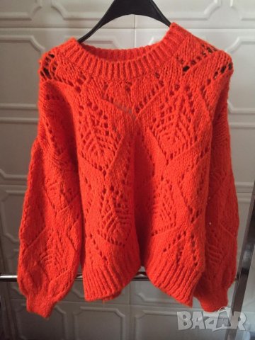 Уникален оранжев пуловер, снимка 1 - Блузи с дълъг ръкав и пуловери - 38829714