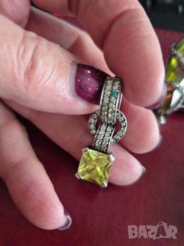 среб комплект с камък Перидот, снимка 5 - Бижутерийни комплекти - 53381511