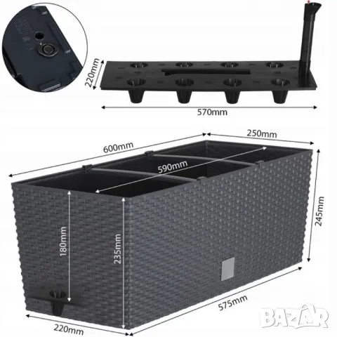 Модерна саксия с поливна система, снимка 2 - Саксии и кашпи - 48938587