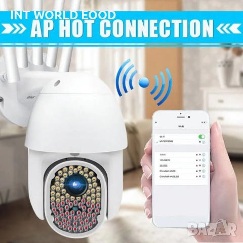 82 LED 1080P 2MP Външна WiFi Охранителна Камера с 360° Панорамно Завъртане IP66 Водоустойчивост V380, снимка 3 - IP камери - 52063249