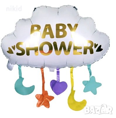 BABY SHOWER облак облаче бебе бебешко парти бебешки пита погача фолио фолиев балон хелий или въздух, снимка 1 - Други - 40647402