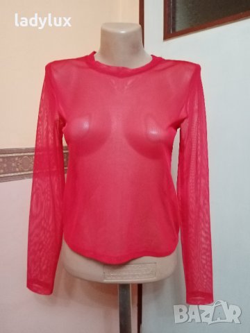 Червена Тюлена Прозрачна Блуза, Размер S/M. Код 2088