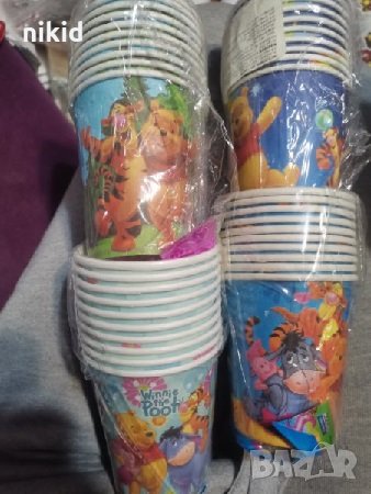 Мечо Пух тигър и приятели 10 бр картонени чаши парти рожден ден, снимка 3 - Чаши - 18487921