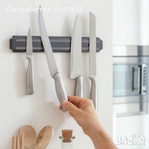 Магнитна лента за ножове и прибори-38 см, снимка 5 - Прибори за хранене, готвене и сервиране - 35638585
