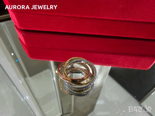 CARTIER Trinity Half Paved Classic Унисекс (Мъжки / Дамски) Пръстен, снимка 5 - Пръстени - 53170034