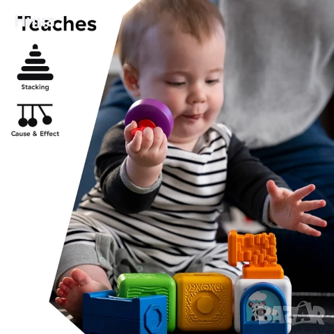 Активна играчка Baby Einstein - Кубчета, Bridge & Learn, 15 части, снимка 3 - Образователни игри - 52214322
