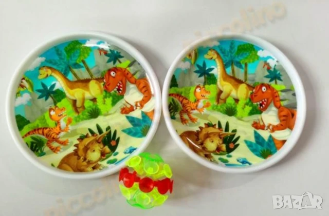 Детска игра „Хвани топката“ с чинии и вендузна топка