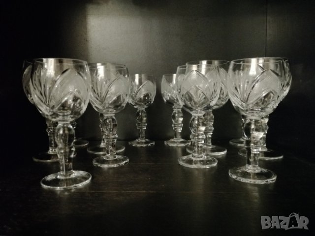 Кристални чаши 12 броя за вино и ракия