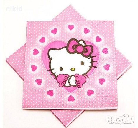 Hello Kitty Коте Кити розови 10 парти салфетки рожден ден, снимка 2 - Други - 28172835