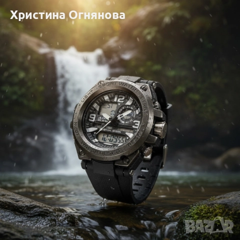 Спортен аналогово-дигитален мъжки часовник с подсветка, аларма и водоустойчив корпус, снимка 2 - Мъжки - 52978801