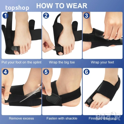 Пълен комплект за двата крака коректори за кокалче (Hallux Valgus) ACWOO – 4 части, снимка 5 - Ортези и протези - 53277251