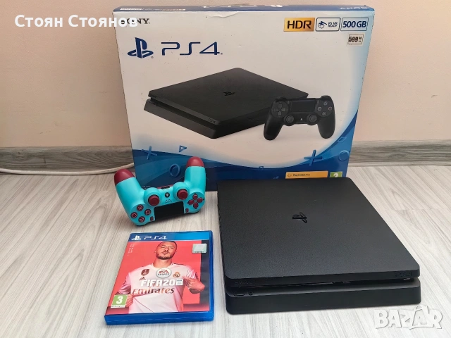 Продавам Playstation 4 Slim (PS4 Slim) + 1 бр. контролер и подарък игра, снимка 2 - PlayStation конзоли - 53007654