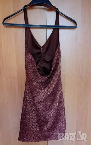 Кафява блестяща рокля , снимка 7 - Рокли - 51548523