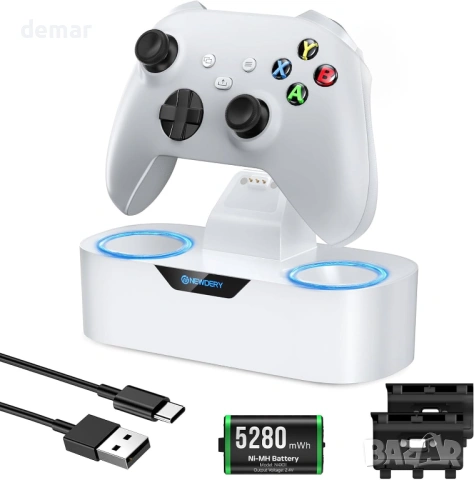 NEWDERY Единична зарядна станция за безжичен контролер Xbox и батерия 5280mWh