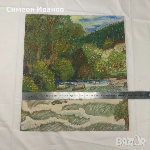 Интересна стара картина пейзаж  SG2007, снимка 8 - Картини - 47576196