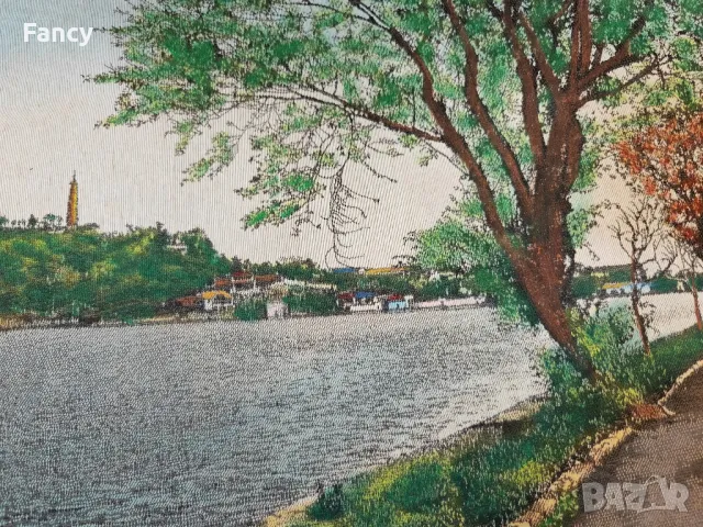 Китайски ситопечат "Изглед към реката" 1940 г , снимка 13 - Колекции - 47695078