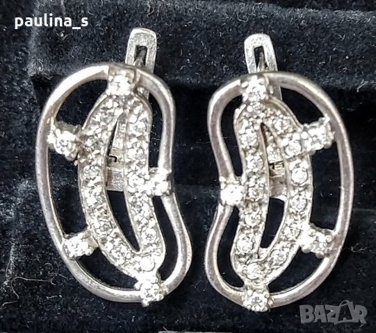 Два чифта / Масивни сребърни обеци с камъни, закопчаване английски клипс / проба 925 , снимка 6 - Обеци - 26738889