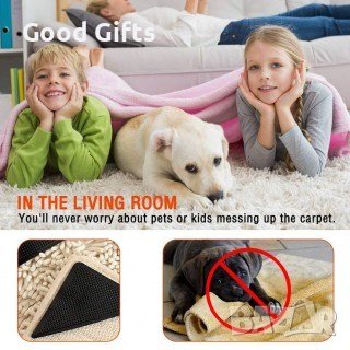 Силиконови подложки против плъзгане на килими и постелки Ruggies 4 броя, снимка 5 - Други стоки за дома - 39306802