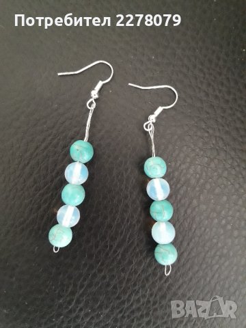 Нежни обеци от тюркоаз и лунен камък - ръчна изработка