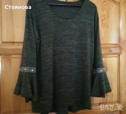 Дамска блуза с дълъг ръкав с камъни, снимка 1 - Блузи с дълъг ръкав и пуловери - 43254553