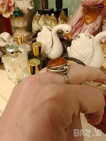 Руски сребърен пръстен с естествен кехлибар  НАМАЛЕНИЕ , снимка 6 - Пръстени - 47895813