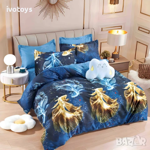 Двулицево спално бельо с ластик, 6 части - Модел WS17324, снимка 1