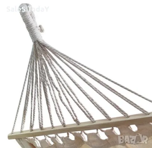 Хамак макраме, Бежов, 200x100см , снимка 2 - Градински мебели, декорация  - 49602441