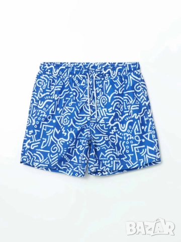 Мъжки плувни шорти с щампа LC Waikiki, 100% полиестер, Сини, XL