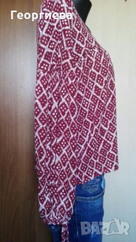 Красива блуза в бяло и малиново🌹👚M/L,L,XL🌹👚 арт.314, снимка 3 - Блузи с дълъг ръкав и пуловери - 27735316